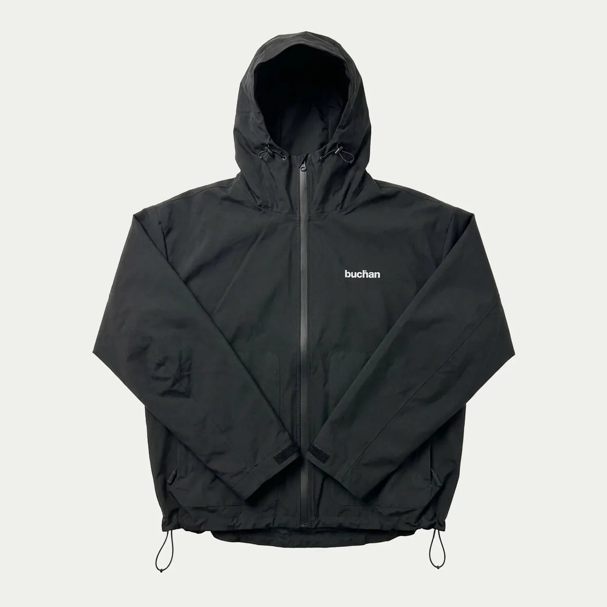 Vue de face, veste noire à sec